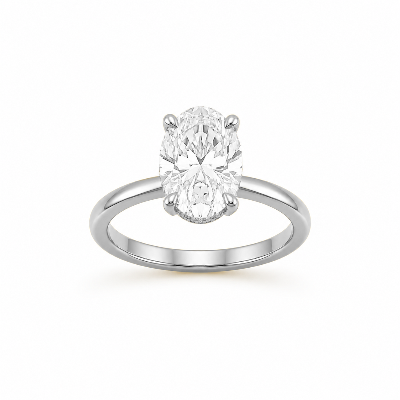 Oval Cut Solitaire Engagement Ring in 18K Gold, Lab-Grown Diamond