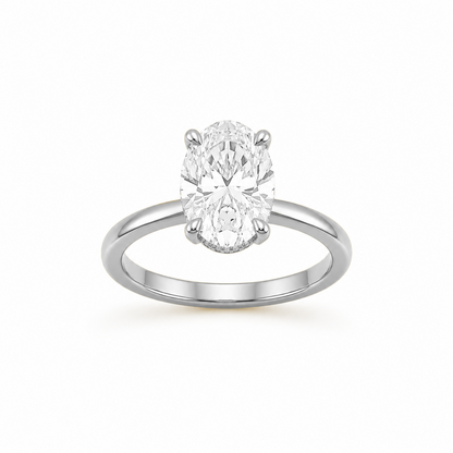 Oval Cut Solitaire Engagement Ring in 18K Gold, Lab-Grown Diamond