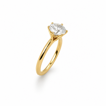 Five-Prong Round Solitaire Engagement Ring in 18K Yellow Gold, Lab-Grown Diamond