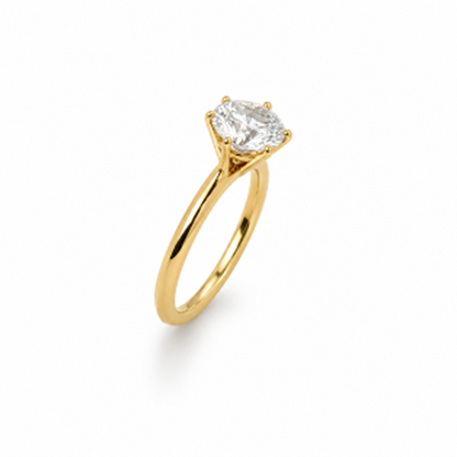 Round Cut Solitaire Engagement Ring in 18K Gold, Lab-Grown Diamond