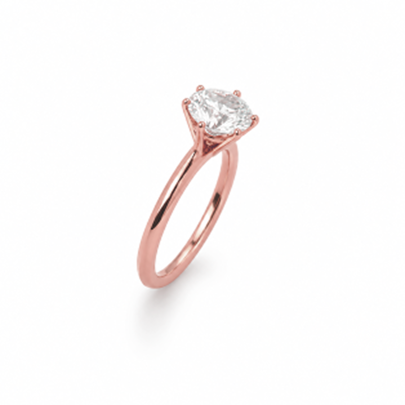 Round Cut Solitaire Engagement Ring in 18K Gold, Lab-Grown Diamond