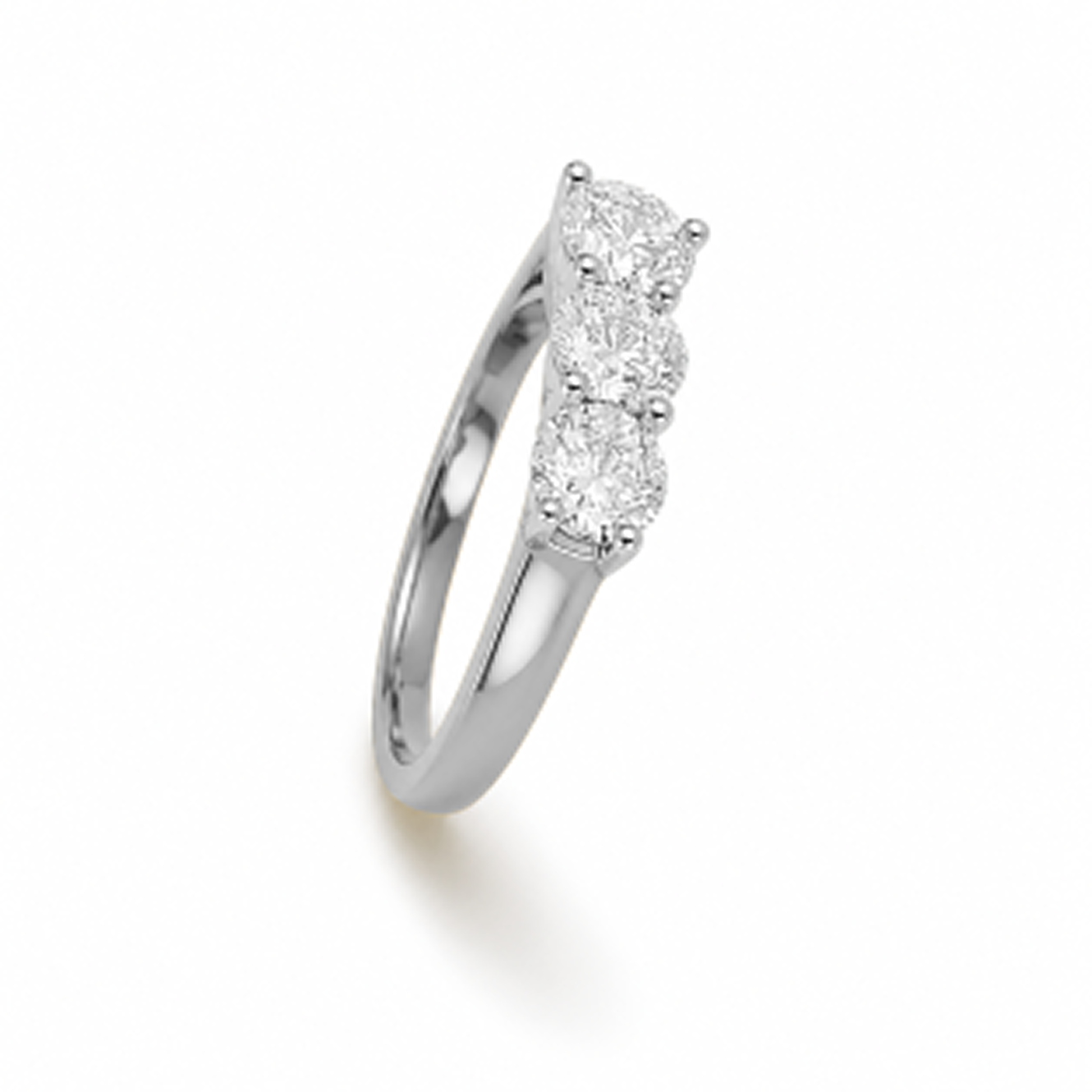Two-Tone Three-Stone Round Cut Engagement Ring in 18K Gold, Lab-Grown Diamond