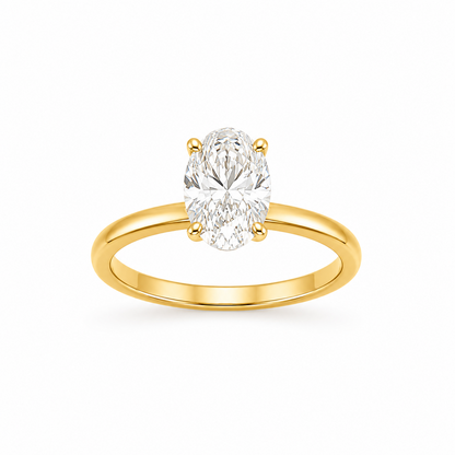 Oval Cut Solitaire Engagement Ring in 18K Gold, Lab-Grown Diamond