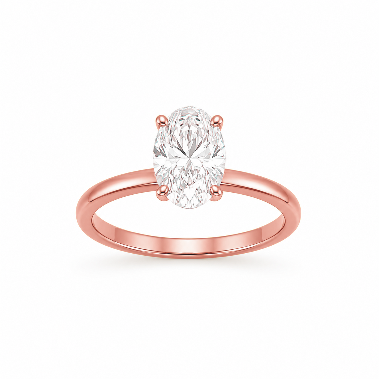 Oval Cut Solitaire Engagement Ring in 18K Gold, Lab-Grown Diamond