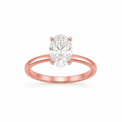 Oval Cut Solitaire Engagement Ring in 18K Gold, Lab-Grown Diamond