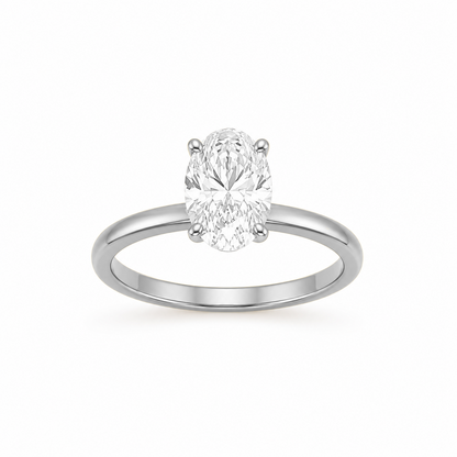 Oval Cut Solitaire Engagement Ring in 18K Gold, Lab-Grown Diamond