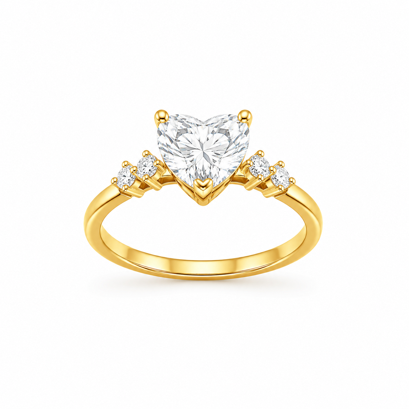 Heart Cut Engagement Ring with Diamond Band in 18K Gold, Lab-Grown Diamond