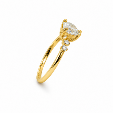 Heart Cut Engagement Ring with Diamond Band in 18K Gold, Lab-Grown Diamond