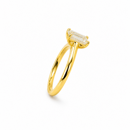 Classic Emerald Cut Engagement Ring in 18K Gold, Lab-Grown Diamond