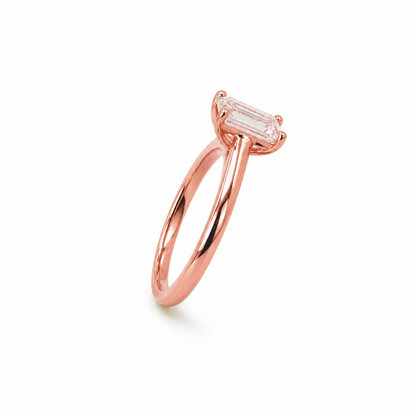 Classic Emerald Cut Engagement Ring in 18K Gold, Lab-Grown Diamond