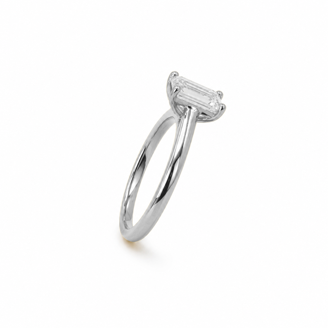Classic Emerald Cut Engagement Ring in 18K Gold, Lab-Grown Diamond