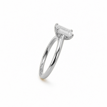 Classic Emerald Cut Engagement Ring in 18K Gold, Lab-Grown Diamond