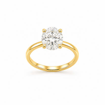 Four-Prong Round Cut Solitaire Engagement Ring in 18K Gold, Lab-Grown Diamond