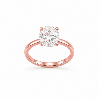 Four-Prong Round Cut Solitaire Engagement Ring in 18K Gold, Lab-Grown Diamond
