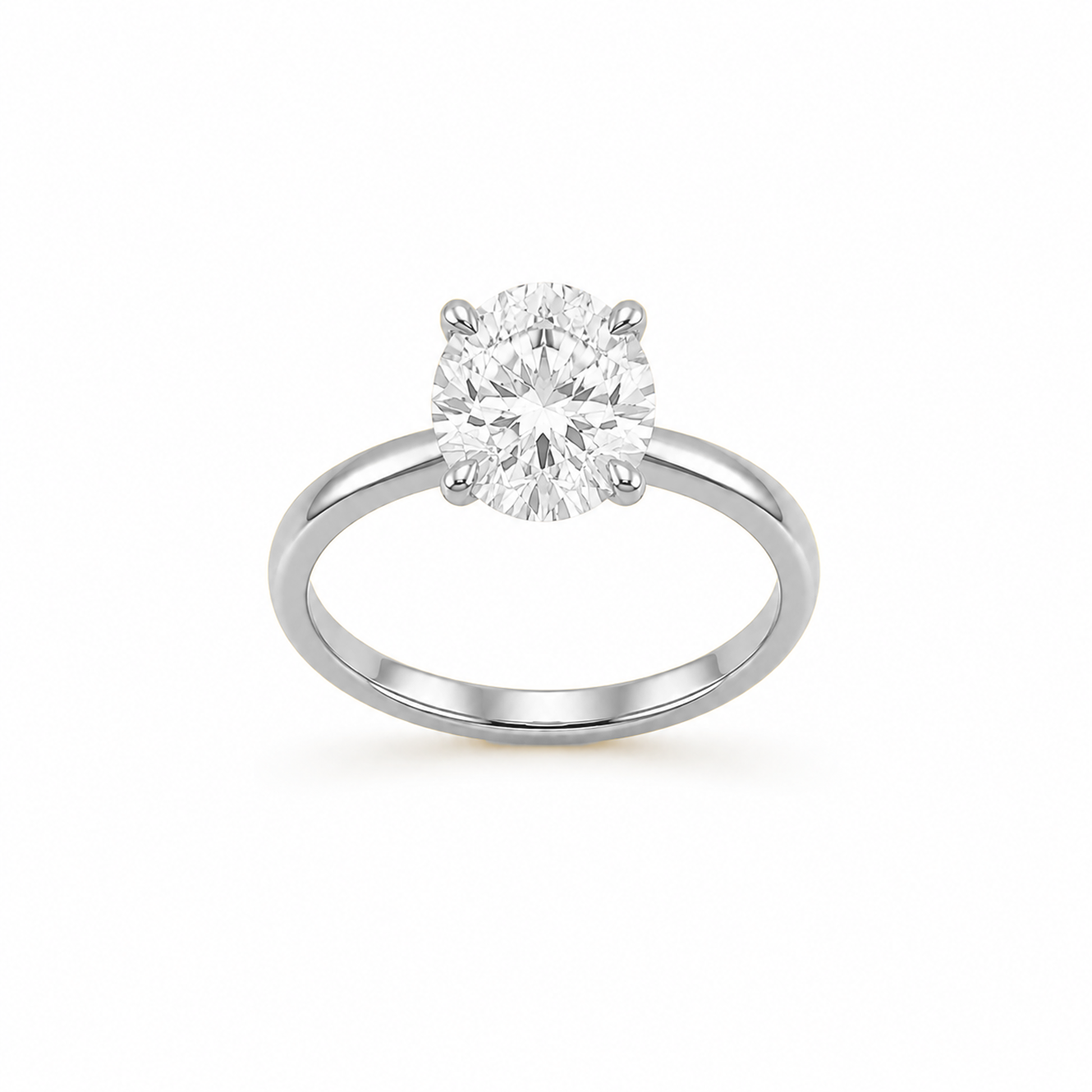 Four-Prong Round Cut Solitaire Engagement Ring in 18K Gold, Lab-Grown Diamond