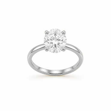 Four-Prong Round Cut Solitaire Engagement Ring in 18K Gold, Lab-Grown Diamond