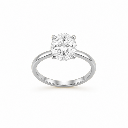 Four-Prong Round Cut Solitaire Engagement Ring in 18K Gold, Lab-Grown Diamond