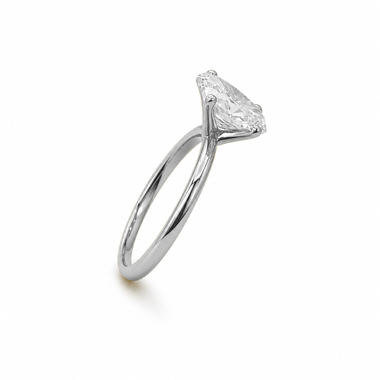 Four-Prong Round Cut Solitaire Engagement Ring in 18K Gold, Lab-Grown Diamond