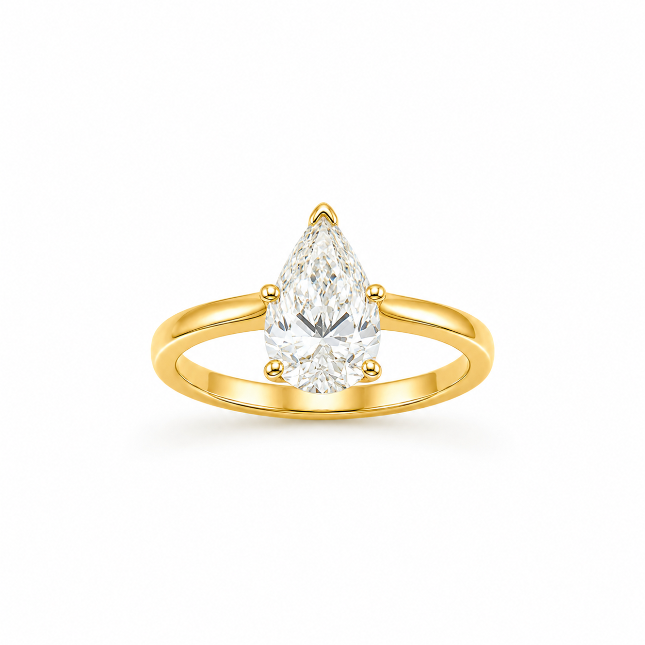 Signature Pear Cut Engagement Ring in 18K Gold, Lab-Grown Diamond