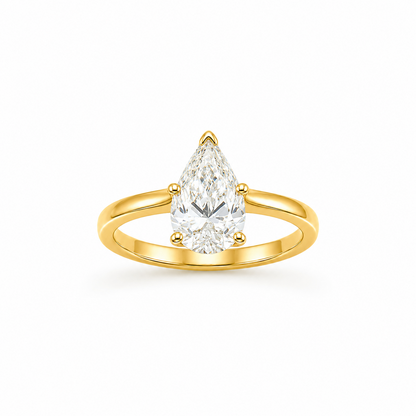 Signature Pear Cut Engagement Ring in 18K Gold, Lab-Grown Diamond