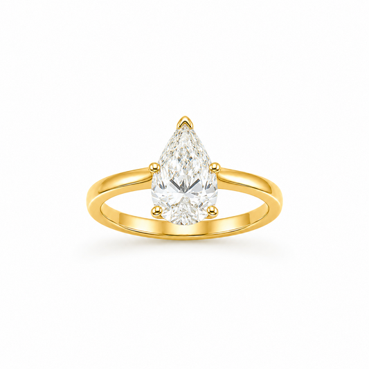 Signature Pear Cut Engagement Ring in 18K Gold, Lab-Grown Diamond