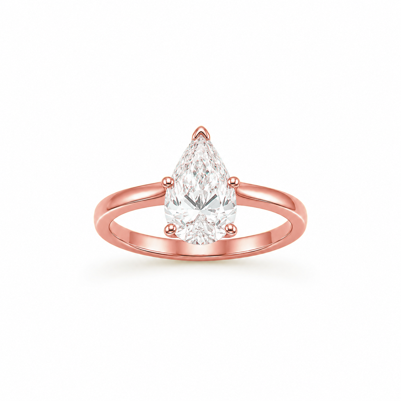 Signature Pear Cut Engagement Ring in 18K Gold, Lab-Grown Diamond