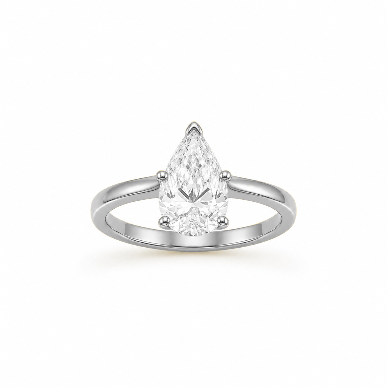 Signature Pear Cut Engagement Ring in 18K Gold, Lab-Grown Diamond