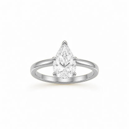 Signature Pear Cut Engagement Ring in 18K Gold, Lab-Grown Diamond