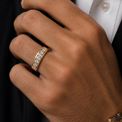 Men’s Channel-Set Diamond Dress Ring in 18K Gold, Lab-Grown Diamond