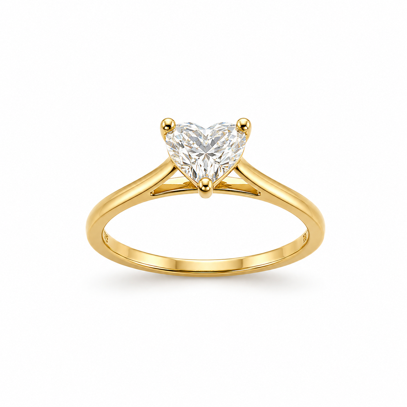 Solitaire Heart Cut Engagement Ring in 18K Gold, Lab-Grown Diamond