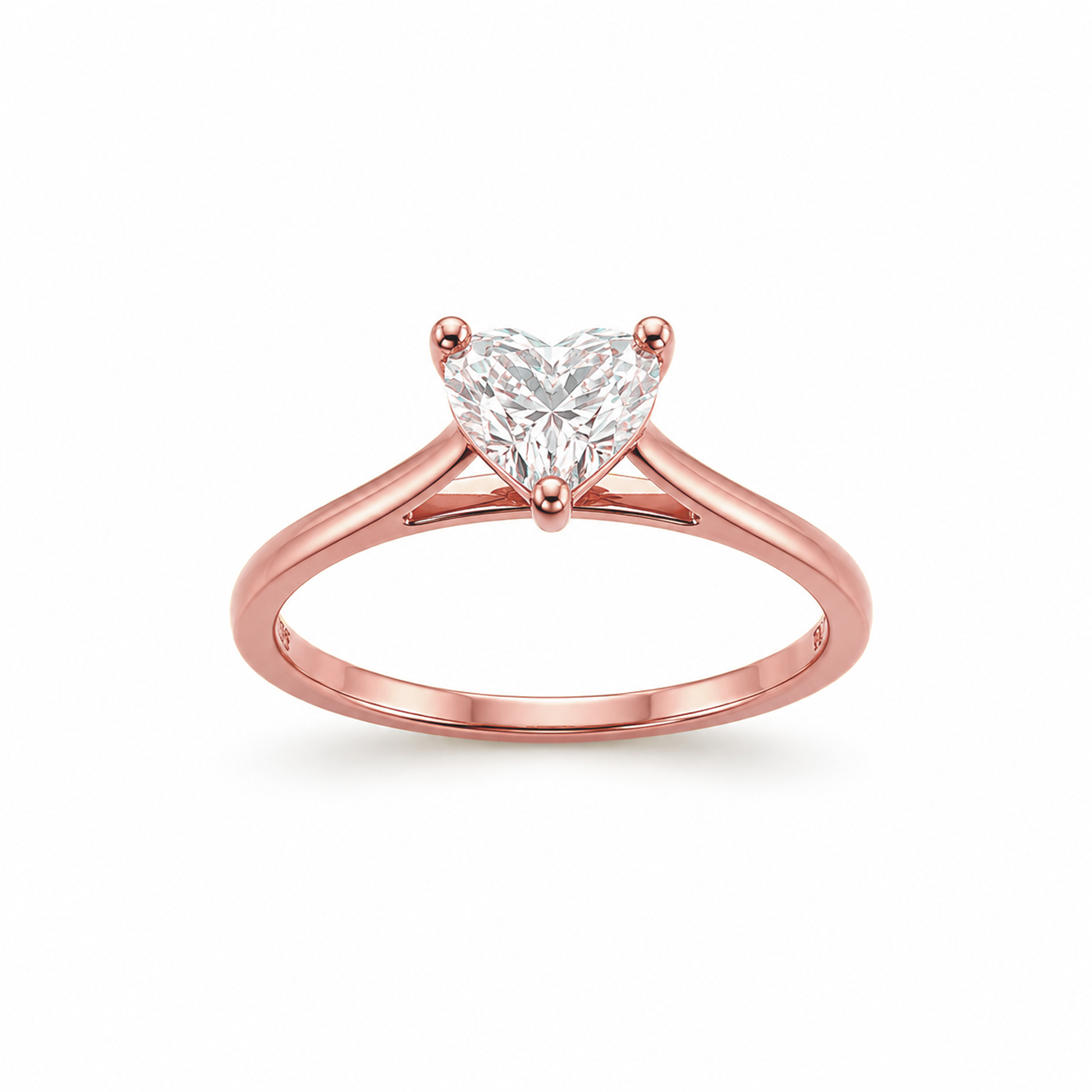 Solitaire Heart Cut Engagement Ring in 18K Gold, Lab-Grown Diamond