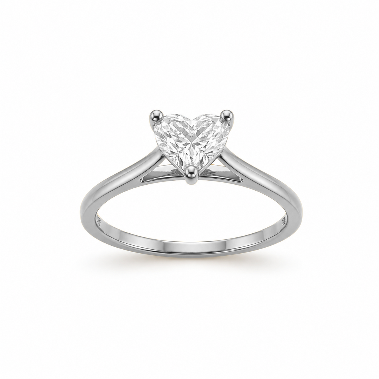 Solitaire Heart Cut Engagement Ring in 18K Gold, Lab-Grown Diamond