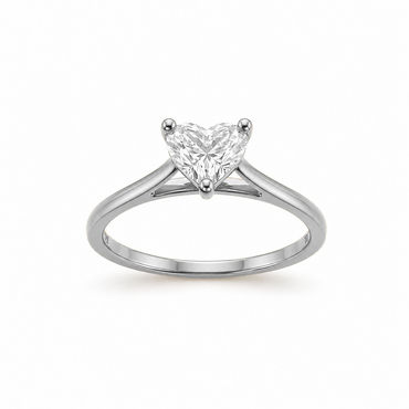 Solitaire Heart Cut Engagement Ring in 18K Gold, Lab-Grown Diamond