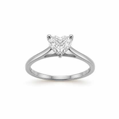 Solitaire Heart Cut Engagement Ring in 18K Gold, Lab-Grown Diamond