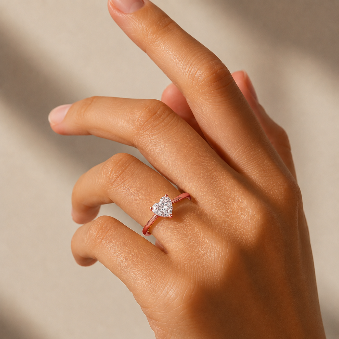 Solitaire Heart Cut Engagement Ring in 18K Gold, Lab-Grown Diamond