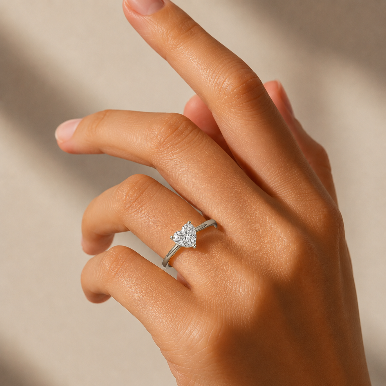 Solitaire Heart Cut Engagement Ring in 18K Gold, Lab-Grown Diamond
