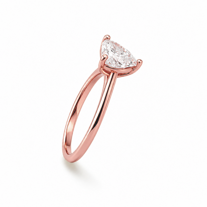 Solitaire Heart Cut Engagement Ring in 18K Gold, Lab-Grown Diamond
