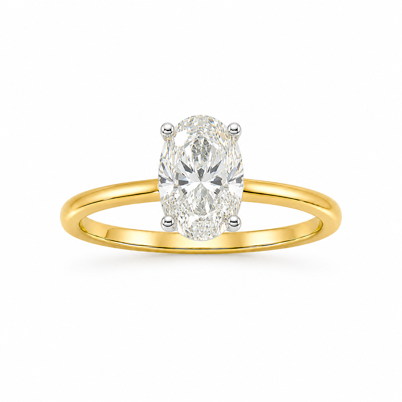 Oval Cut Solitaire Engagement Ring in 18K Gold, Lab-Grown Diamond (Copy)