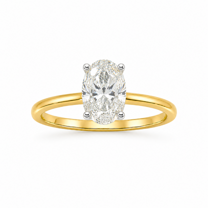 Oval Cut Solitaire Engagement Ring in 18K Gold, Lab-Grown Diamond (Copy)