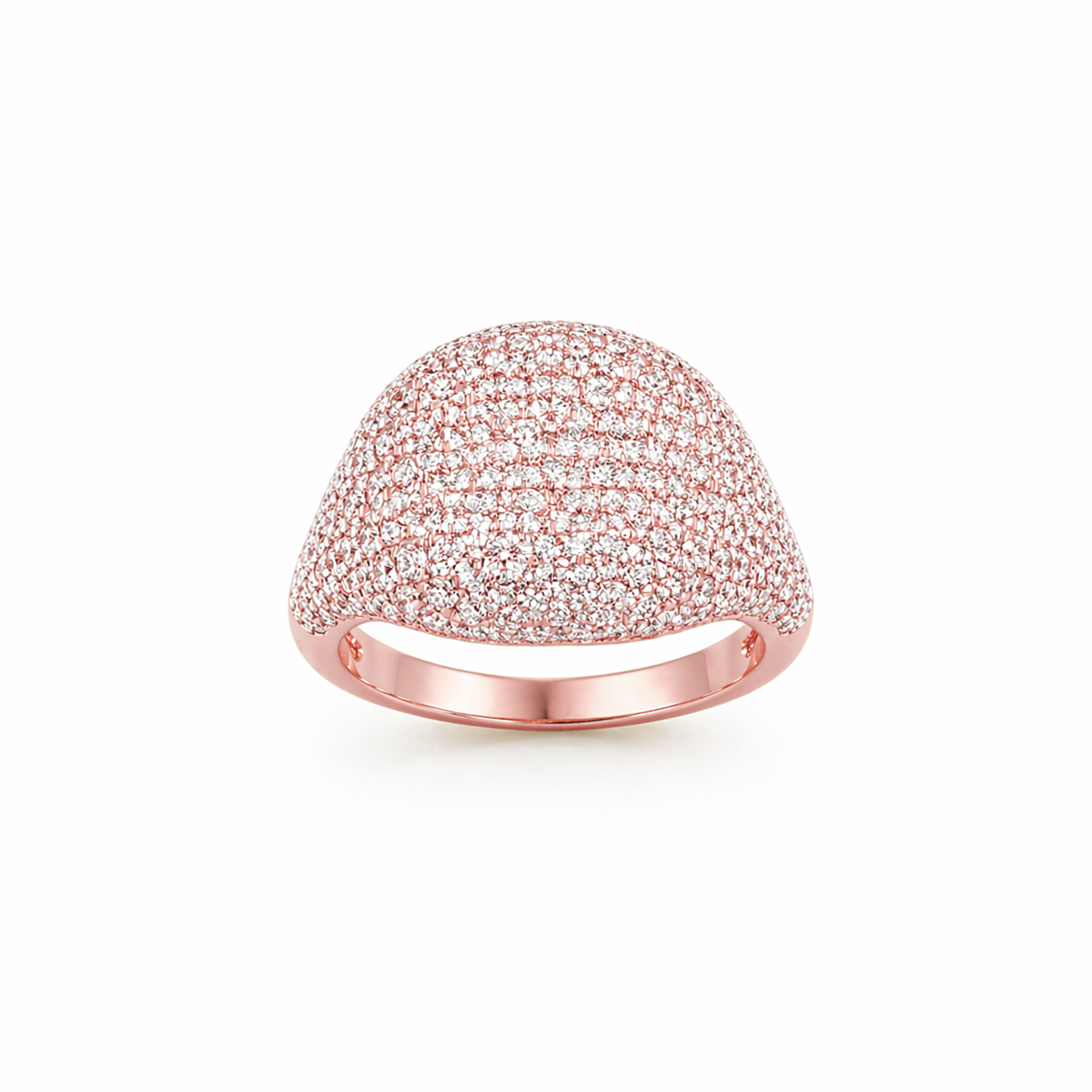 Round Cut Pavé-Set Dress Ring in 18K Gold, Lab-Grown Diamond
