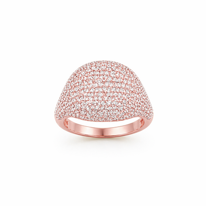 Round Cut Pavé-Set Dress Ring in 18K Gold, Lab-Grown Diamond
