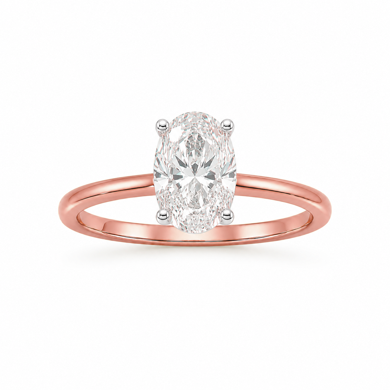 Oval Cut Solitaire Engagement Ring in 18K Gold, Lab-Grown Diamond (Copy)
