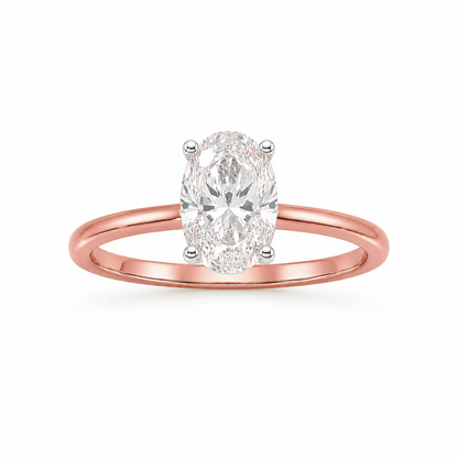 Oval Cut Solitaire Engagement Ring in 18K Gold, Lab-Grown Diamond (Copy)
