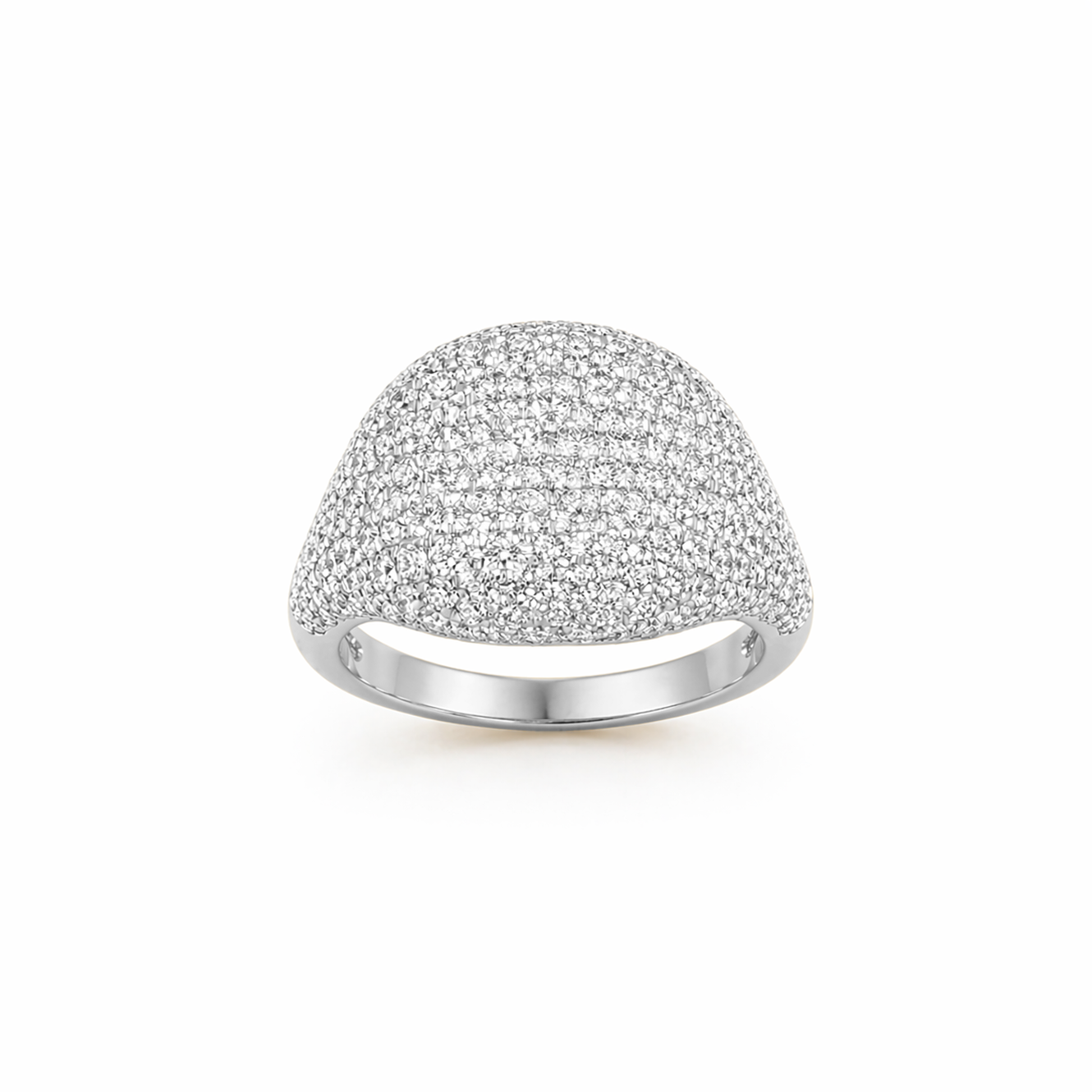 Round Cut Pavé-Set Dress Ring in 18K Gold, Lab-Grown Diamond