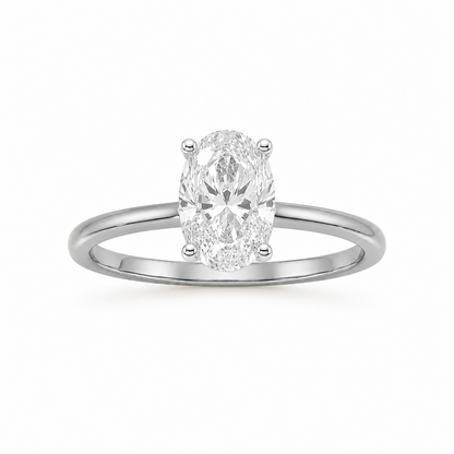 Oval Cut Solitaire Engagement Ring in 18K Gold, Lab-Grown Diamond (Copy)