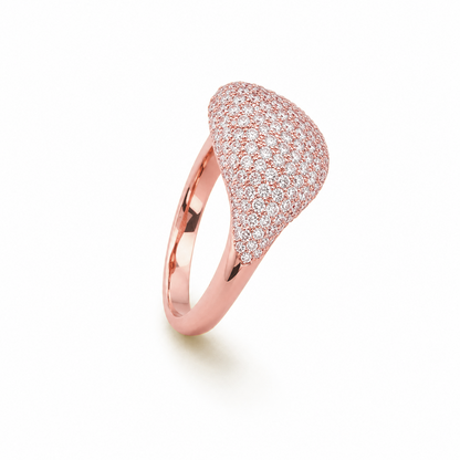 Round Cut Pavé-Set Dress Ring in 18K Gold, Lab-Grown Diamond