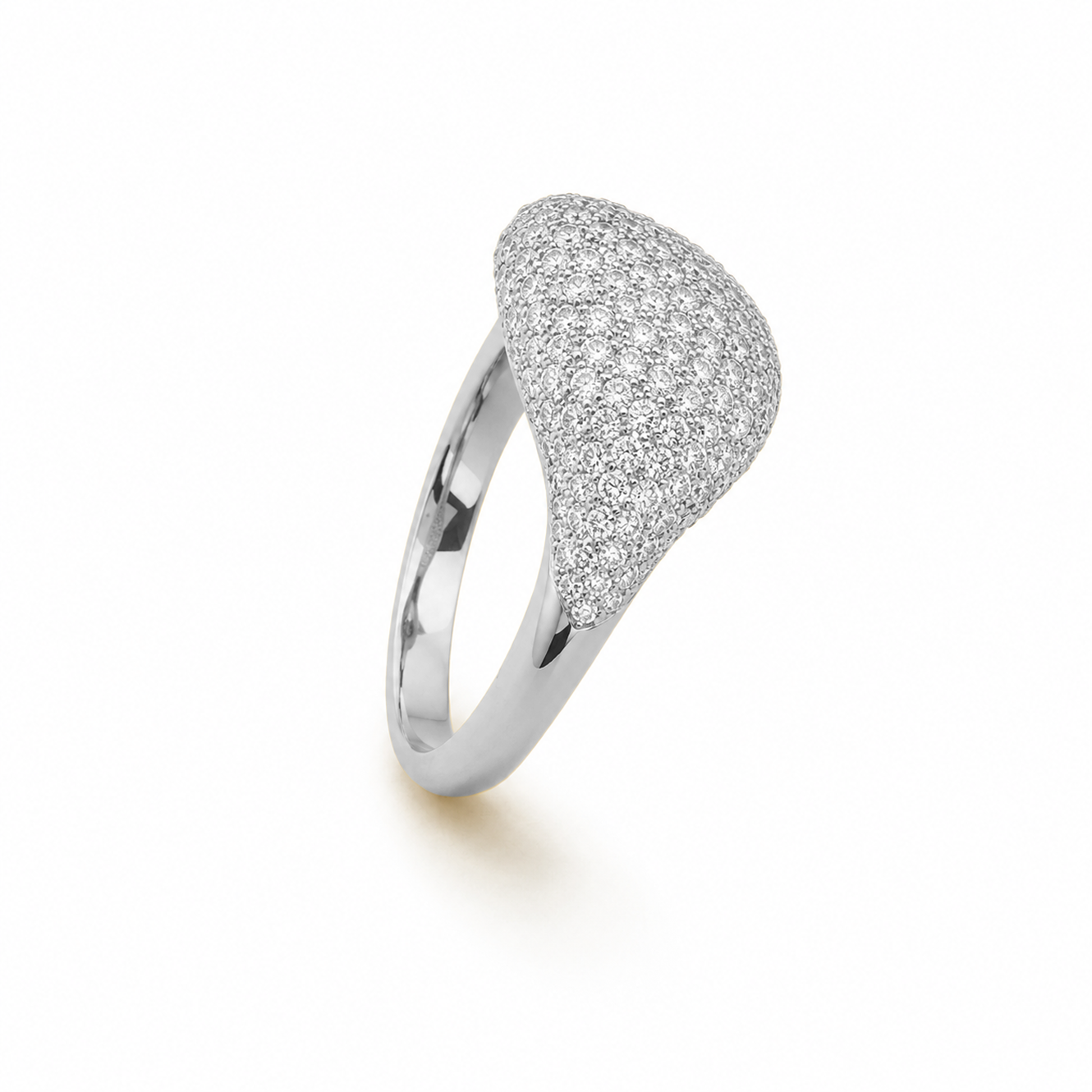Round Cut Pavé-Set Dress Ring in 18K Gold, Lab-Grown Diamond