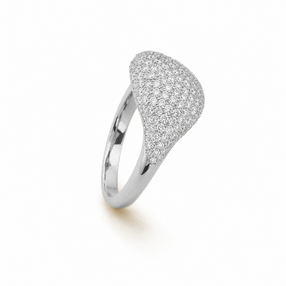 Round Cut Pavé-Set Dress Ring in 18K Gold, Lab-Grown Diamond