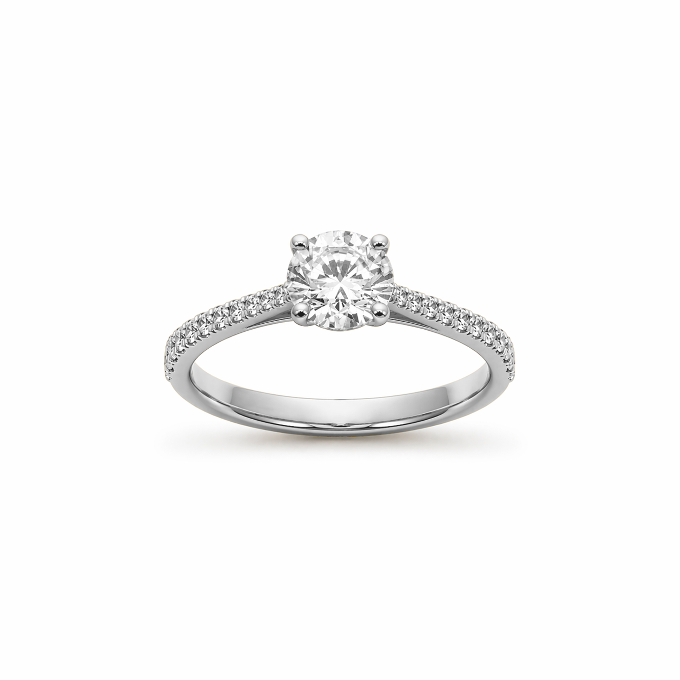 Round Cut Prong-Set Engagement Ring in 18K Gold with Lab-Grown Diamonds