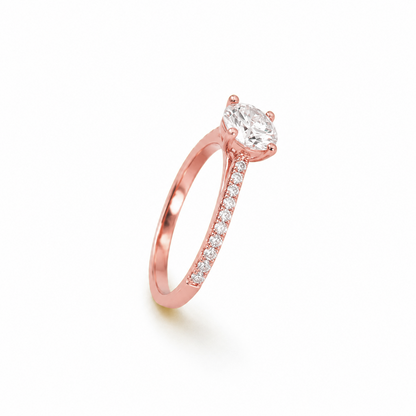 Round Cut Prong-Set Engagement Ring in 18K Gold with Lab-Grown Diamonds